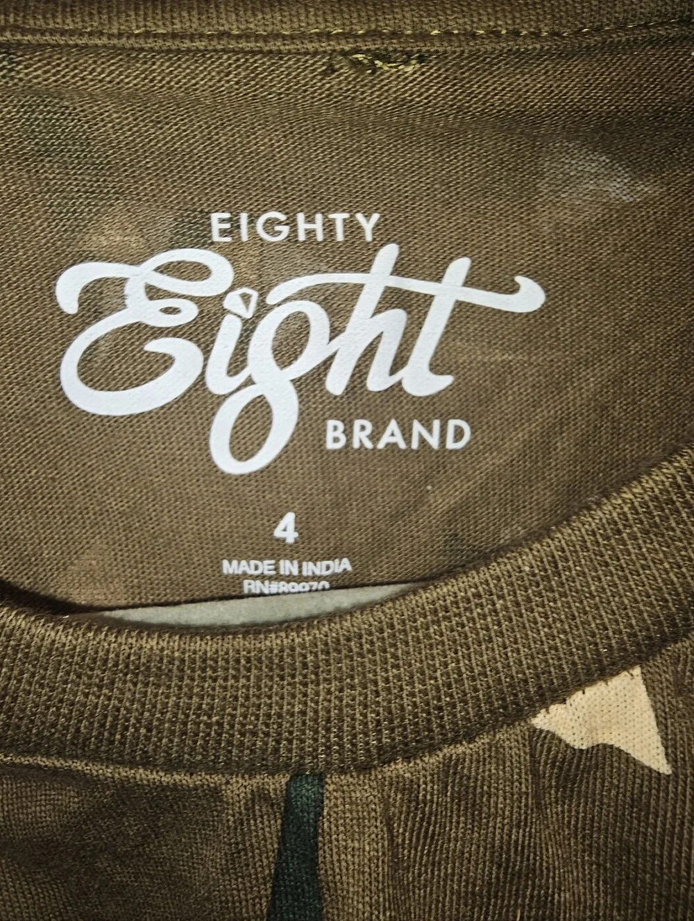 NWT | 4 | Eighty Eight Brand | Olive Brown Dinosaur Print Pocket T-Shirt
